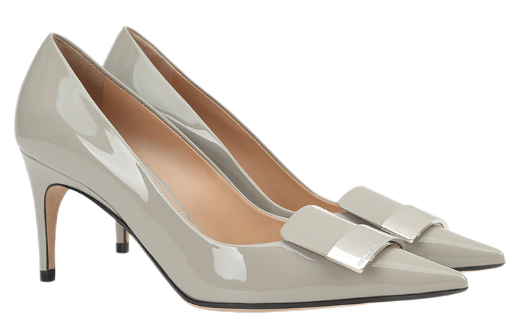 Order (W) (SERGIO ROSSI) グレーパテントレザーポインテッドハイヒール A78950MVIV011101541 A78950MVIV011101541