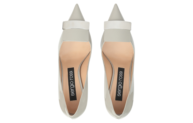 Lookbook (W) (SERGIO ROSSI) グレーパテントレザーポインテッドハイヒール A78950MVIV011101541 A78950MVIV011101541