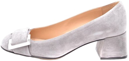 (Women) SERGIO ROSSI 'Grey Suede Square Toe Slip-On Block Heels' A94570MCAZ011227110 (Women) SERGIO ROSSI 'Grey Suede Square Toe Slip-On Block Heels' A94570MCAZ011227110