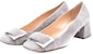 (W) SERGIO ROSSI 'Kasut Tumit Blok Slip-On Kaki Persegi Suede Kelabu' A94570MCAZ011227110