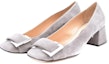 Shop (W) SERGIO ROSSI 'Kasut Tumit Blok Slip-On Kaki Persegi Suede Kelabu' A94570MCAZ011227110