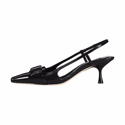(W) SERGIO ROSSI 'Patent Leather Square-Toe High Heels - Black'