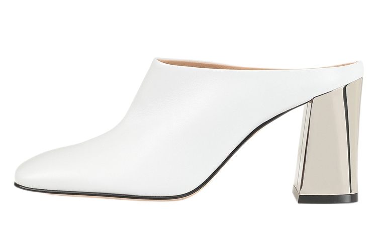 Buy (W) セルジオロッシ 白 スクエアトゥ レザーヒール A92910MNAN071549000