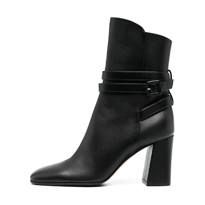 (W) SERGIO ROSSI Ada Ankle Boot 'Black Buckle Detail'