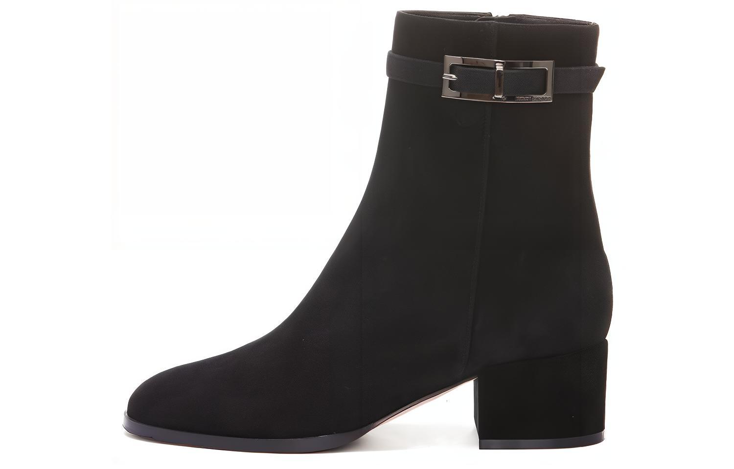 (Women) SERGIO ROSSI Ankle Boot 'Black Leather Side-Zip' A99820MCAZ011000