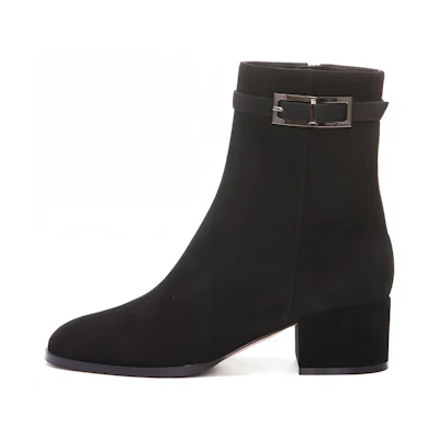 (W) SERGIO ROSSI Ankle Boot 'Black Leather Side-Zip'