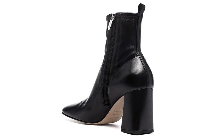 Shop SERGIO ROSSI 方頭皮質短靴 女款 黑色