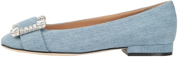 (Women) SERGIO ROSSI Ballet Flats 'Crystal Buckle Denim Blue' A92270MTEY071104009 (Women) SERGIO ROSSI Ballet Flats 'Crystal Buckle Denim Blue' A92270MTEY071104009
