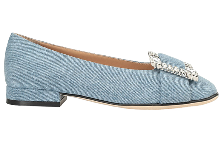 Order (Women) SERGIO ROSSI Ballet Flats 'Crystal Buckle Denim Blue' A92270MTEY071104009