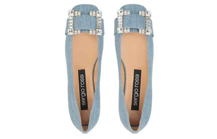 Shop (Women) SERGIO ROSSI Ballet Flats 'Crystal Buckle Denim Blue' A92270MTEY071104009