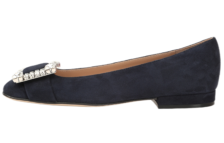 (Women) SERGIO ROSSI Ballet Flats 'Navy Crystal Buckle' A92270MCAZ011104580