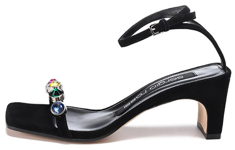 (Women) Sergio Rossi Black Leather Heeled Strap Sandals A81090MFN4031058110