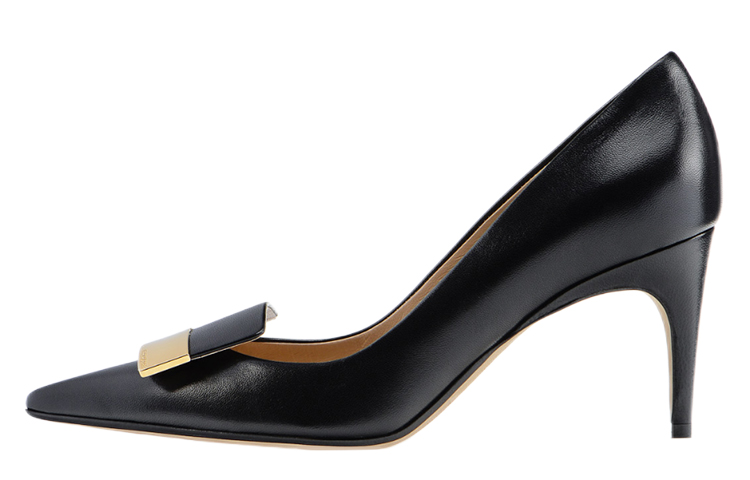 (Women) Sergio Rossi Black Leather Pointed Toe Stiletto Heels 7.5cm A78950MAGN051101000