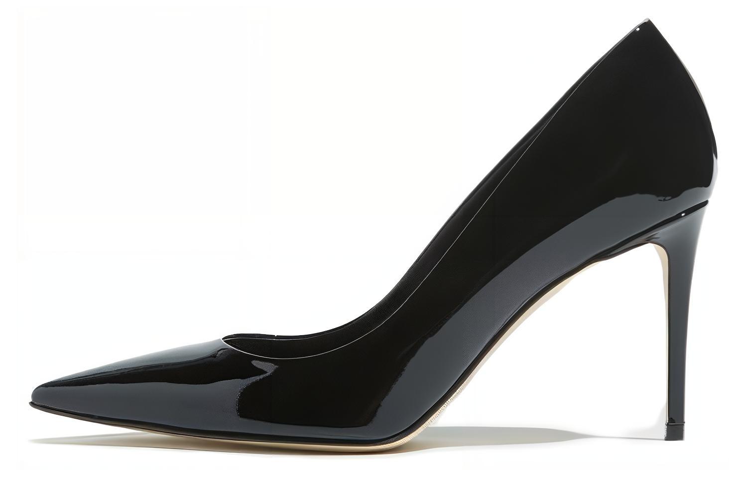 (Women) Sergio Rossi Black Patent Leather Pointed Toe Stiletto Heels A43843MVIV011101000