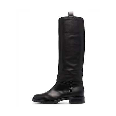 (W) SERGIO ROSSI Boots 'Black Grain Leather Over-the-Knee Fashion'