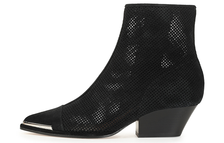 (W) SERGIO ROSSI Carla 'Black Cut-Out Suede Boots'