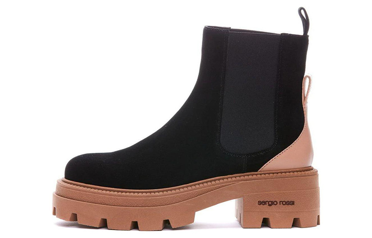 Buy (W) (女性用) SERGIO ROSSI チェルシーブーツ 'ブラックブラウン' B04840MFI6411498 B04840MFI6411498