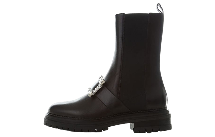 (W) SERGIO ROSSI Chelsea Boot 'Black Crystal Buckle'
