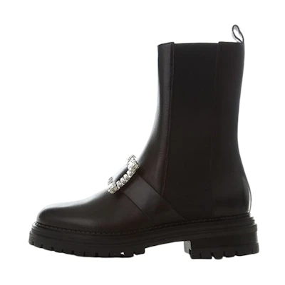(W) SERGIO ROSSI Chelsea Boot 'Black Crystal Buckle'