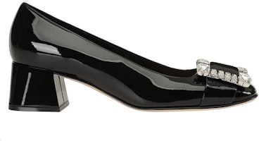 SERGIO ROSSI 水晶扣漆皮中跟鞋 女款 黑色 Order SERGIO ROSSI 水晶扣漆皮中跟鞋 女款 黑色