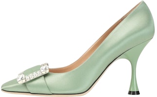 (Women) SERGIO ROSSI Crystal Buckle Satin High Heels 'Mint Green' A92861MTEZ021203119 (Women) SERGIO ROSSI Crystal Buckle Satin High Heels 'Mint Green' A92861MTEZ021203119