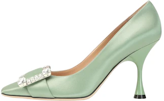 (Women) SERGIO ROSSI Crystal Buckle Satin High Heels 'Mint Green' A92861MTEZ021203119 (Women) SERGIO ROSSI Crystal Buckle Satin High Heels 'Mint Green' A92861MTEZ021203119
