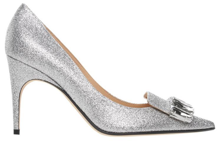 (W) SERGIO ROSSI Crystal Leather High Heels 'Silver' 圖 2