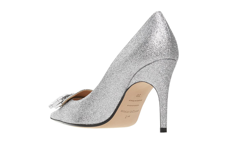 (W) SERGIO ROSSI Crystal Leather High Heels 'Silver' 圖 3