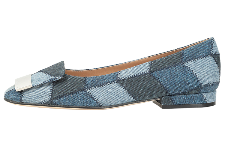 (W) SERGIO ROSSI Denim Flat 'Blue Square-Toe'
