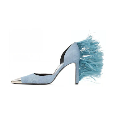 (W) SERGIO ROSSI Denim Pointed Toe Heels 'Blue CMFT Stiletto'
