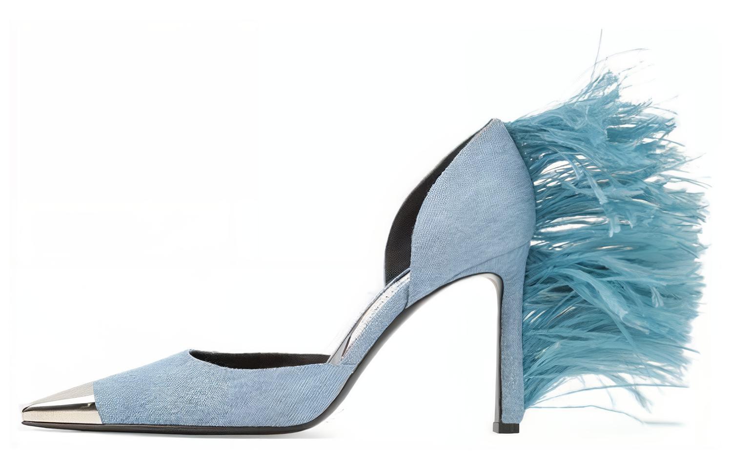 (Women) SERGIO ROSSI Denim Pointed Toe Heels 'Blue Comfort Stiletto' B03340MFI9111104009