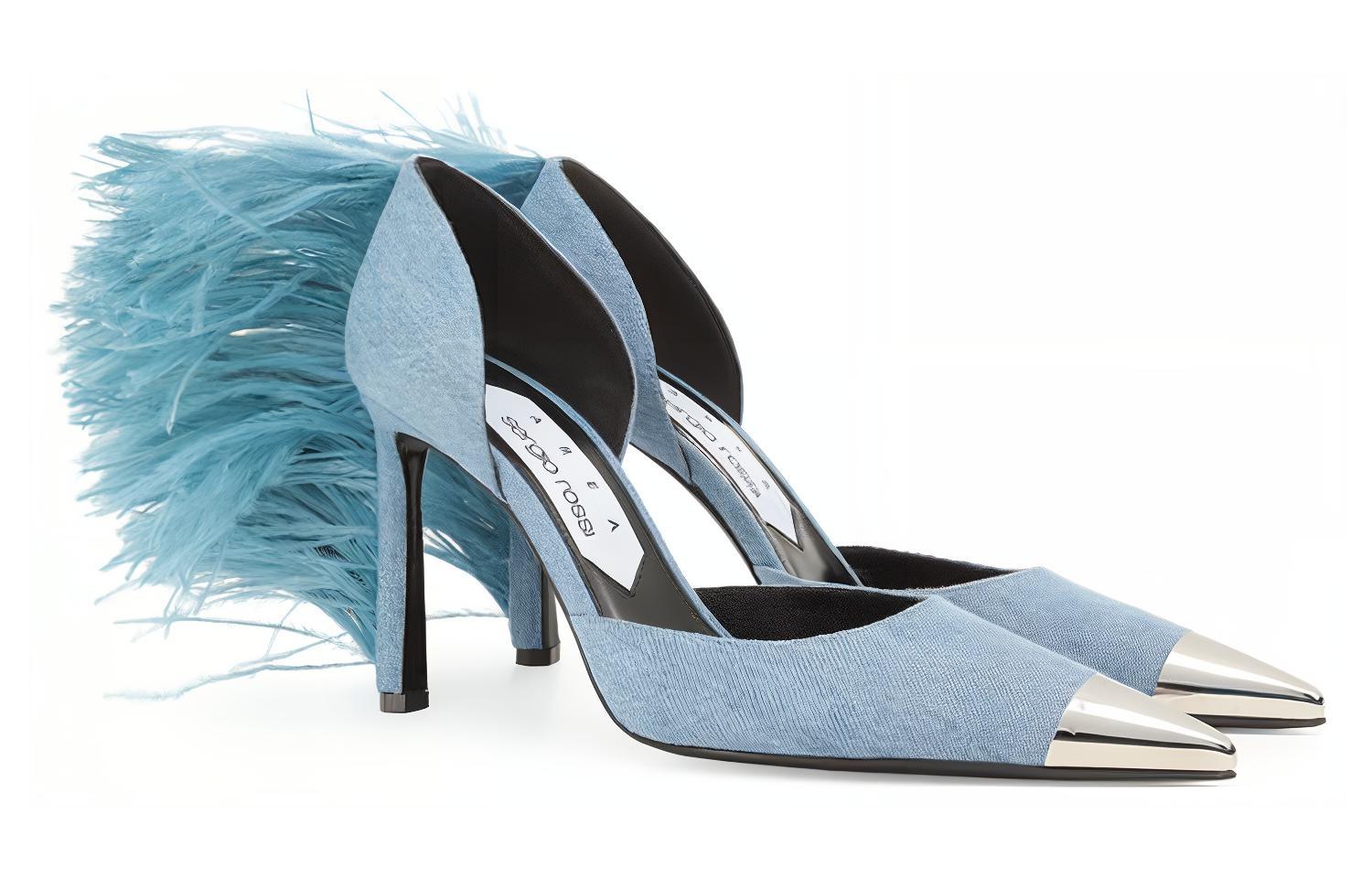 Order (W) SERGIO ROSSI牛仔尖头高跟鞋‘蓝色舒适细跟’ B03340MFI9111104009