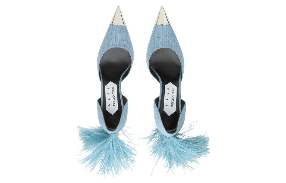 Lookbook (W) SERGIO ROSSI牛仔尖头高跟鞋‘蓝色舒适细跟’ B03340MFI9111104009