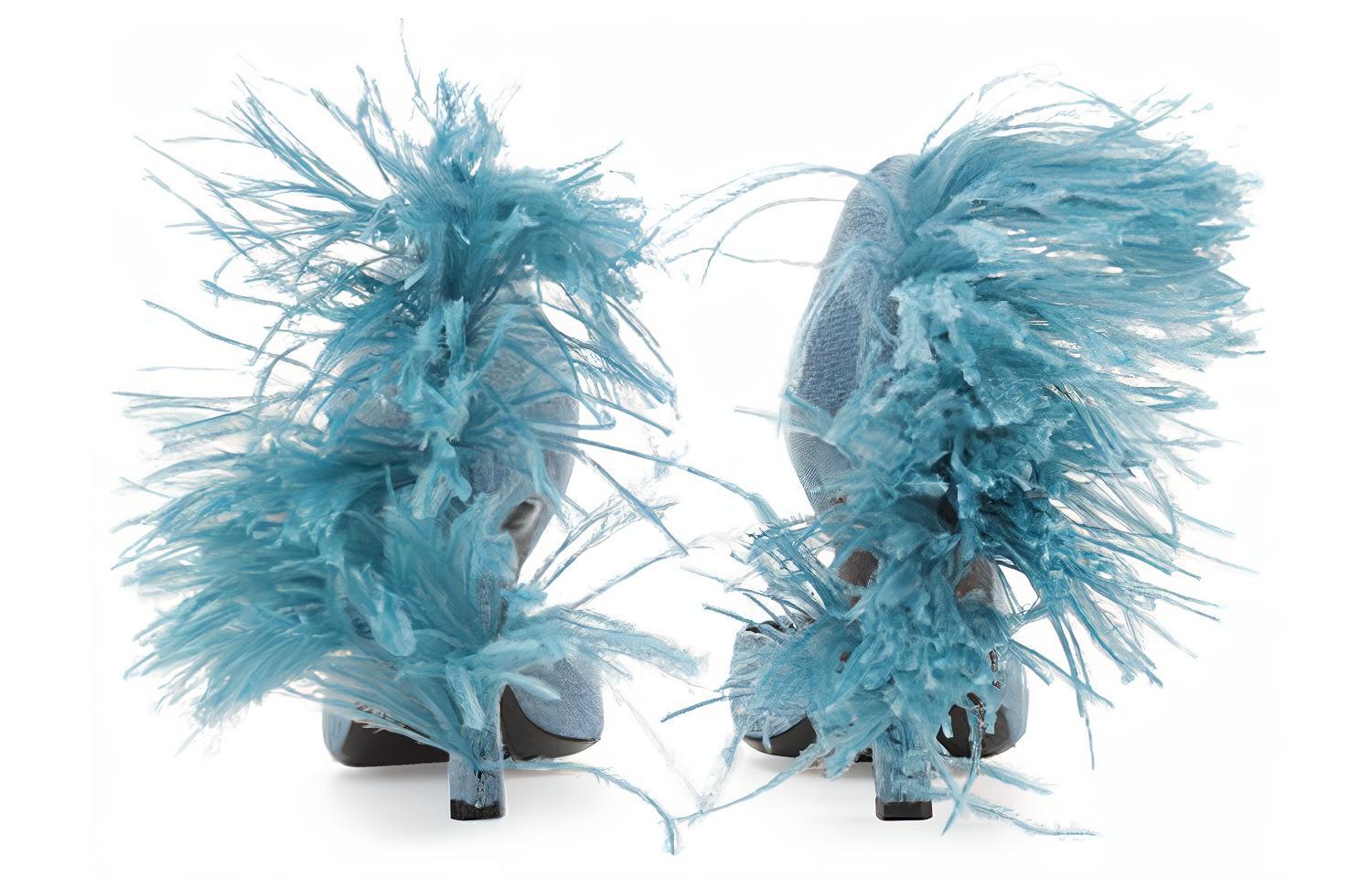 Shop (W) SERGIO ROSSI Tacones Denim Punta Fina 'Stiletto Azul Confort' B03340MFI9111104009