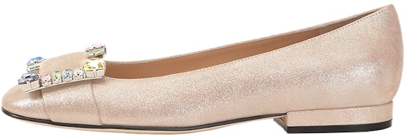 (Women) SERGIO ROSSI Flat Leather Shoes 'Crystal Buckle Nude' A92270MCA3011102244 (Women) SERGIO ROSSI Flat Leather Shoes 'Crystal Buckle Nude' A92270MCA3011102244