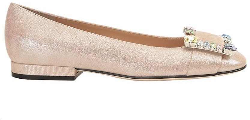 (Women) SERGIO ROSSI Flat Leather Shoes 'Crystal Buckle Nude' A92270MCA3011102244 Order (Women) SERGIO ROSSI Flat Leather Shoes 'Crystal Buckle Nude' A92270MCA3011102244