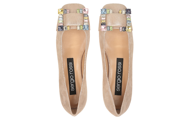 Shop (W) セルジオ ロッシ クリスタルバックルヌード フラットシューズ A92270MCA3011102244