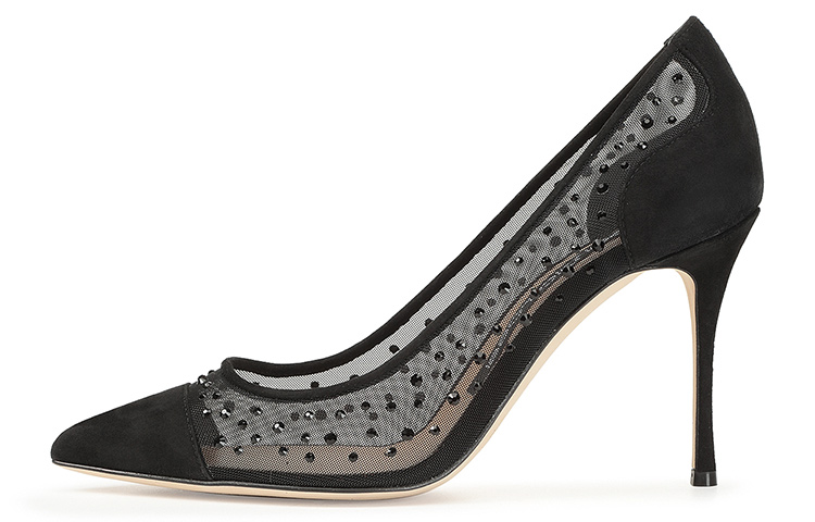 (W) SERGIO ROSSI Godiva 'Black Leather Pumps'