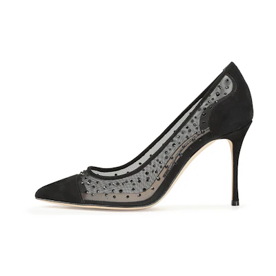 (W) SERGIO ROSSI Godiva 'Black Leather Pumps'