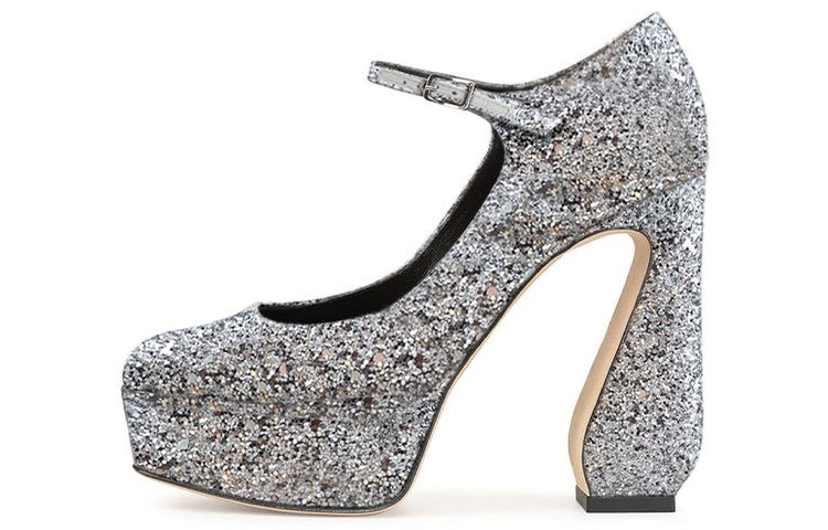 (W) SERGIO ROSSI High Heel 'Sparkling Silver'