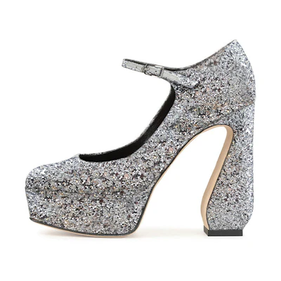 (W) SERGIO ROSSI High Heel 'Sparkling Silver'