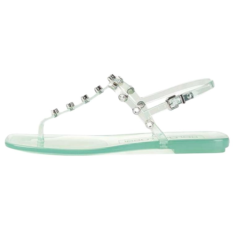 (Women) SERGIO ROSSI Jelly Strap Flat Sandals Women’s Light Green B01050MFI630 Light Green