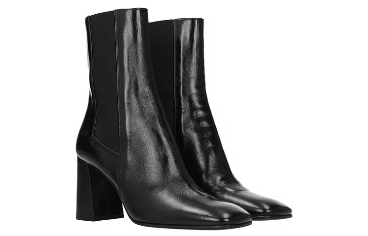 (W) SERGIO ROSSI Leather Ankle Boot 'Square Toe Black Chunky Heel' 圖 2