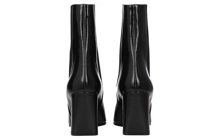 (W) SERGIO ROSSI Leather Ankle Boot 'Square Toe Black Chunky Heel' 圖 5