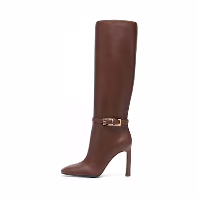 (W) SERGIO ROSSI Leather Boots 'Reddish Brown Fashion High Heel'