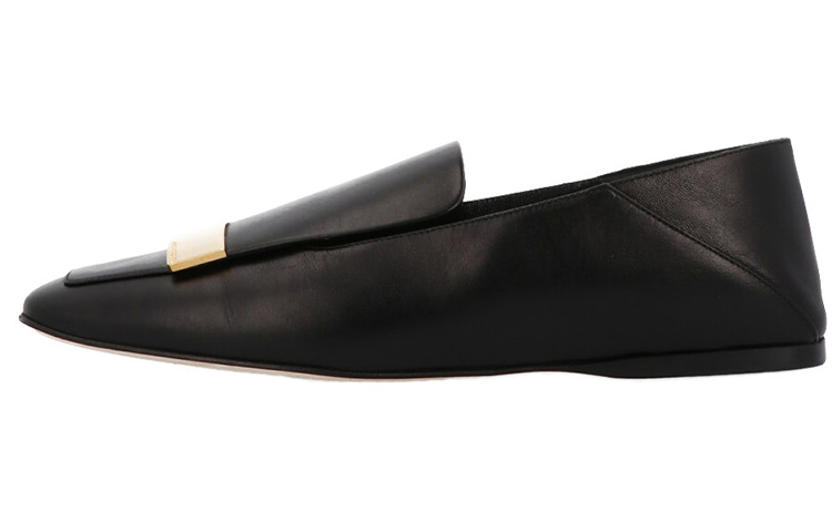 (W) SERGIO ROSSI Leather Flats 'Black'