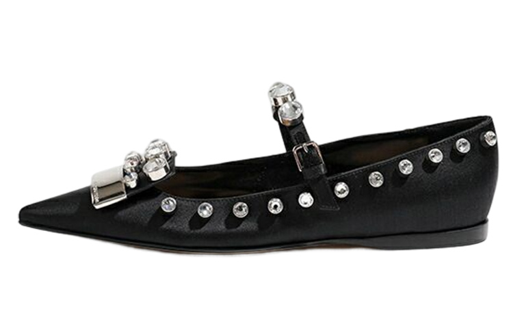 (W) SERGIO ROSSI Leather Flats 'Black'