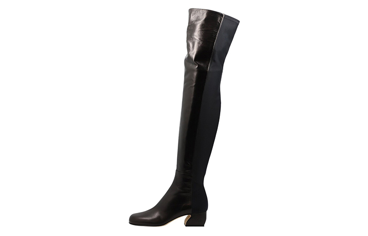 (W) SERGIO ROSSI Leather High-Heeled Boots 'Black'