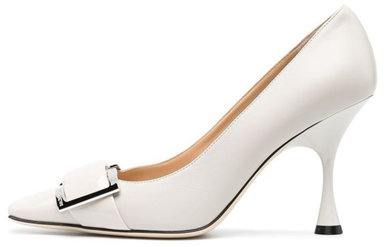(W) SERGIO ROSSI Leather High-Heeled Pumps 'White'