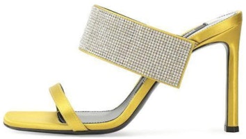 (Women) SERGIO ROSSI Leather Peep Toe Slide 'Yellow' B04650MAFT721103500 (Women) SERGIO ROSSI Leather Peep Toe Slide 'Yellow' B04650MAFT721103500